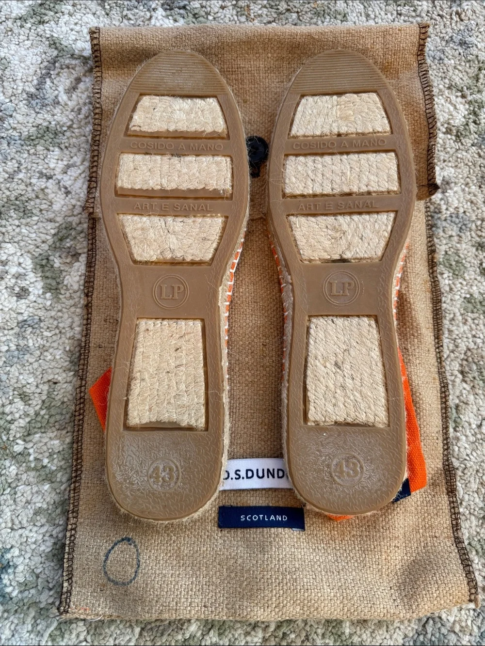 D.S. Dundee Orange Canvas Espadrilles 43